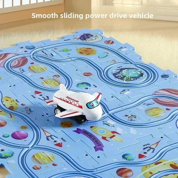 Children Puzzle Electric Railroad Speeder DIY Assembly Car Automatic Rail City Scene Construction Education Toy Gift 260529