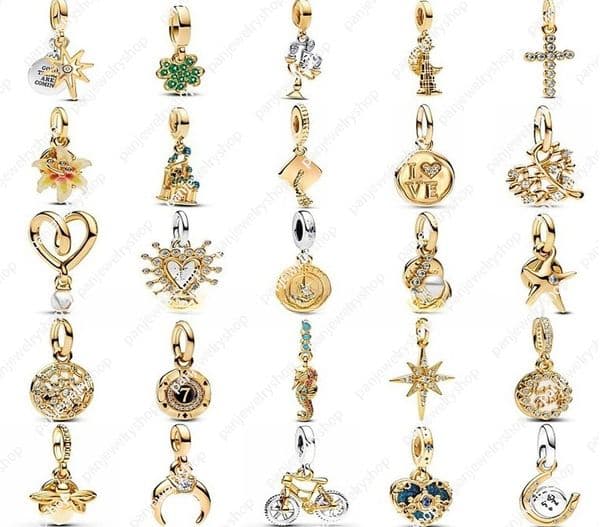 Classic Original DIY Silver Beads and Golden Shimmering Butterfly Lucky Bracelet/Bangle Pendant DIY Jewelry Accessories