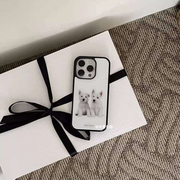 Korean Ins Kawaii Cute Puppy Cat Phone Case For iPhone 17Air 17 16 16E 15 14 13 12 11 Pro Max Plus Mini X XR XS Y2K Sweet Cover
