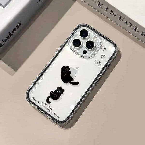 Cute Black Cat Soft Silicone Clear Phone Case For iPhone Max Cases 15 14 12 11 Pro 17 Air X XS XR 16 13 Plus Cover