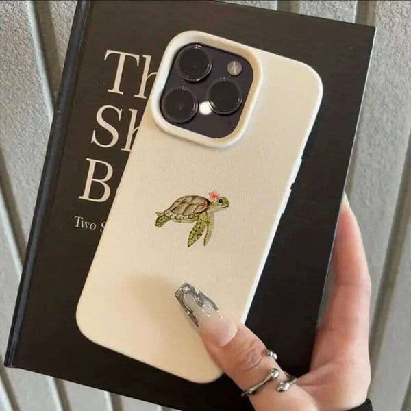 Lily Flower Turtle Lychee Texture Phone Case For iPhone 16 Max 14 13 12 11 Pro 15 Plus 17 Air Silicone Soft Cover