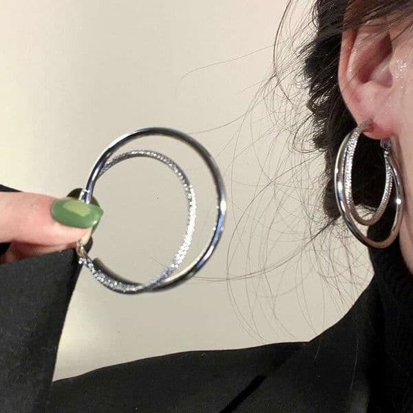 Designer Jewelry Luxury Jewelry European American Minimalist Cool Style Double Hoop Large For Women, Elegant And Sophisticated, 2025 New Trendy Earrings