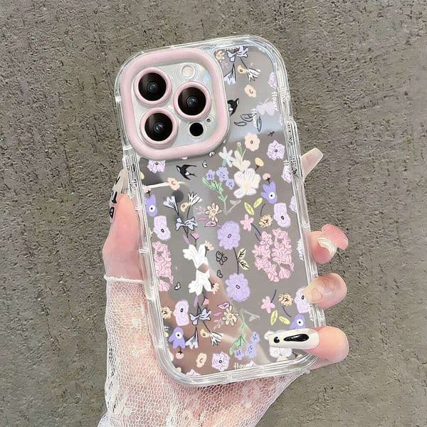 Cute Swallows Spring Air Cushion Mirror Phone Case For iPhone 17 15 14 16 Max 13 12 11 Pro X XR XS MAX 7 8 Plus 17Air Cover