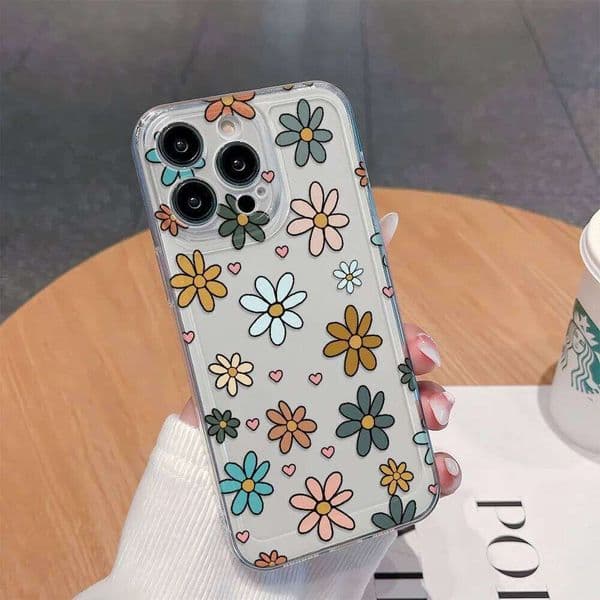 2026 New Colorful Daisy Flower Phone Case for iPhone 17 16 15 14 13 12 11Pro Max - Cute Cartoon Floral Design Sweet Aesthetic