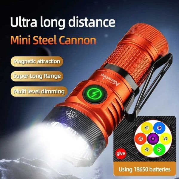 7xLED High Bright White/Red/Green/Blue/365nm UV Light Mini Flashlight USB Rechargeable Hiking Fishing Camping Magnet Work Torch C260530