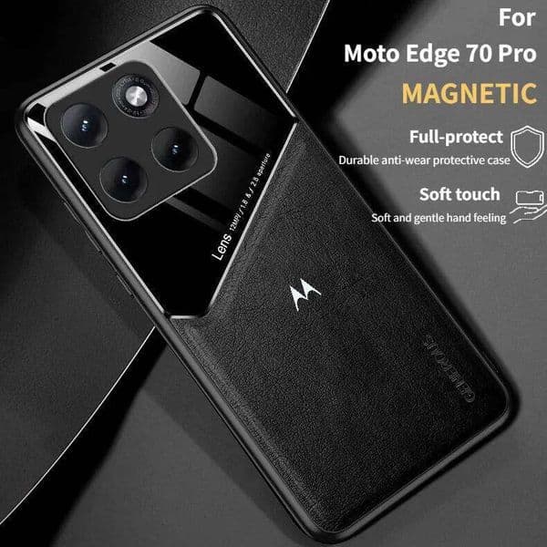 Luxury Retro Plain PU Leather Phone Case for Motorola Moto Edge 70 60 Pro 50 Fusion+ G85 G75 Car Magnetic Shockproof Cover