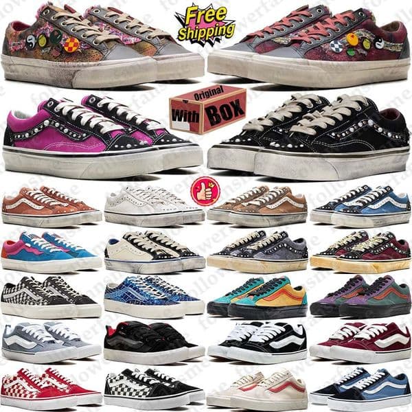 Free Shipping With Box Designer vanspearlized pearlized van pearl shoes vansneaker vansold vansknu knu old skools sneakers Sport chaussure mens trainers
