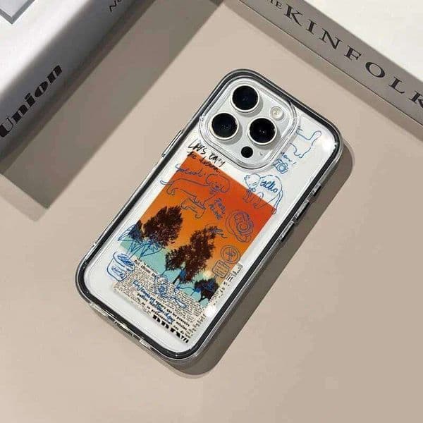 INS Sunset Graffiti Clear Phone For Samsung Galaxy S26 Ultra Case S25 S23 FE S24 S22 Plus A57 A37 A55 A54 A35 A15 A16 Cover
