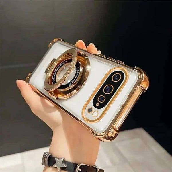 Glitter Plating Frame Clear Case With Lens Film For Google Pixel 10 9 Pro XL Magnetic Bracket Anti-Drop Air Bag Shockproof Cover