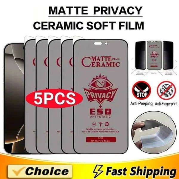 Matte Privacy Screen Protector For iPhone 17 Pro Max Air 16 15 14 13 12 11 16e 6 7 8 Plus SE X XR XS Anti-Spy Soft Ceramic Film