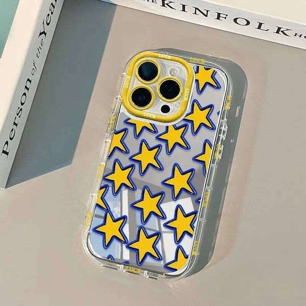 Fashionable Yellow Star Mirror Surface Phone For iPhone 17 Max Case 16 15 14 13 12 11 Pro XR XS 7 8 Plus 16E Air Cover