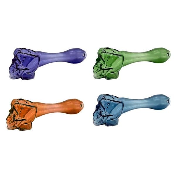 Wholesale Portable Travel cheap colorful skull Shape glass spoon pipes Thick heady Mini glass hand tobacco pipe for smoking
