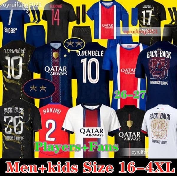 psgjersey 26 27 psges Jerseys 26 27 paris fc soccer jersey 26 27 MARQUINHOS Maillots KVARATSKHELIA DEMBELE VITINHA Final psges soccer Jersey enfants Maillot