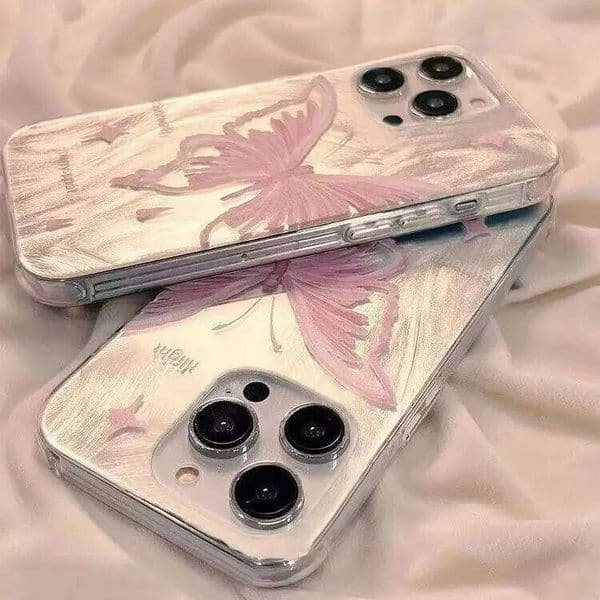 Gold Butterfly Pattern Case Fashionable Large Design Compatible with Multiple Models Phone Cover for iPhone 7 to 16 pro M