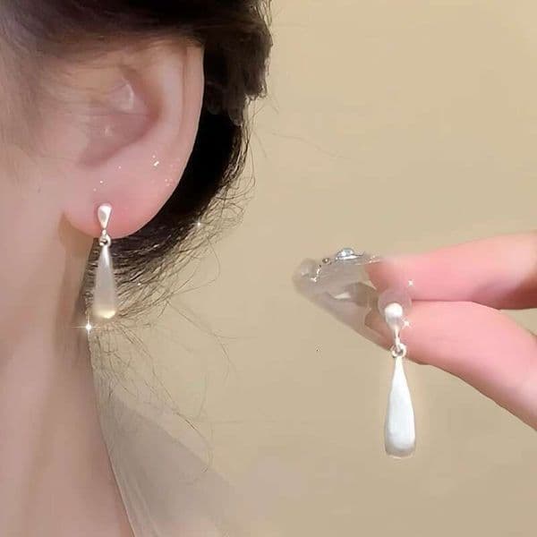 Designer Jewelry Luxury Jewelry Silver Cool And Elegant Water Drop Earrings For Women, New Chinese Style, Unique Design, High-End Fashionable Simple Versatile Ear A