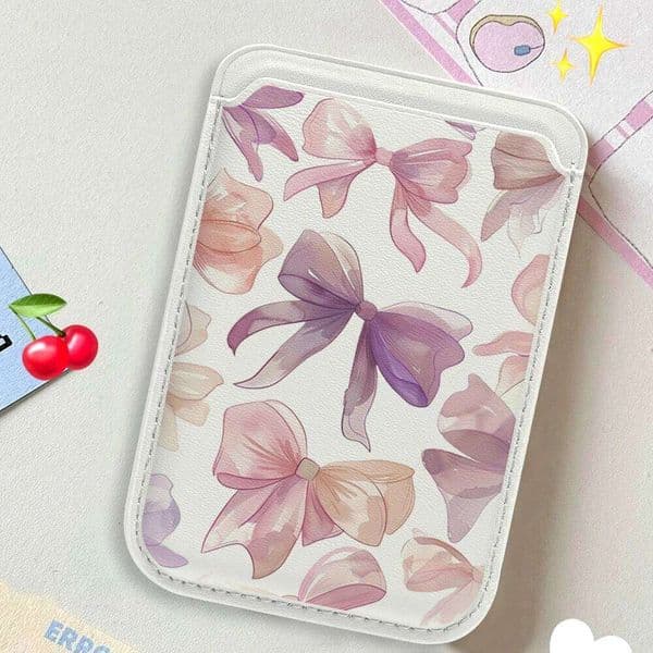 Luxury Bow Cute Leather Wallet Cover Holder Magnetic Case Suitable all iPhone For Magsafe Card Phone