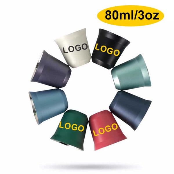 Customizable Wholesale 3oz Flared Rim Double Wall Stainless Steel Shot Glasses for Corporate Gifts & Promotional Events