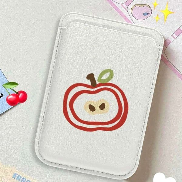 Apple Pattern Leather Wallet Cover Phone Holder Magnetic Case Suitable For all iPhone Magsafe Card phone Back Bag