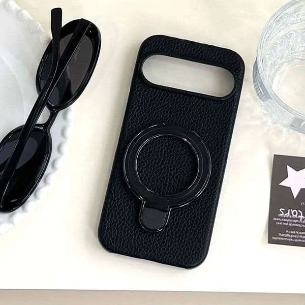 Simple INS Style Lychee Pattern PU Leather Case For Google Pixel 10 9 XL 8 7 6 A Pro Contrast Color Bracket Shockproof Cover