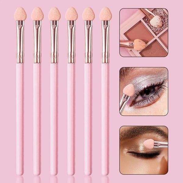 6PCS Pink eyeshadow brush set sponge eyeshadow stick blending brush concealer brush multi-functional eye makeup brush 260525