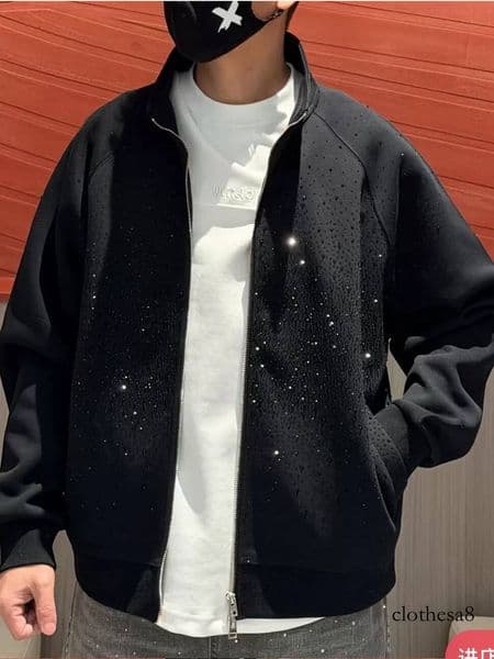 Designer men's jacket 2026 Spring New Fashion Trend European Style High-End Full-Diamond Jacket Simple and Stylish Men's Coat