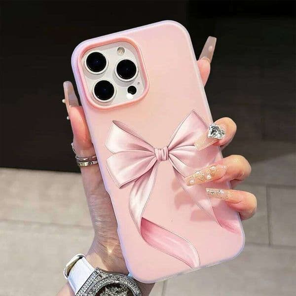 Cute Pink Bow Pattern 2 IN 1 Phone Case For Samsung Galaxy S26 S25 S24 S23 Ultra S21FE S22Plus A57 A56 A55 A54 A34 A36 A35 Funda