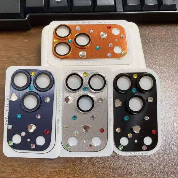 Creative Handmade Rhinestone DIY Camera Flim Cover For IPhone 17 Pro Max Alloy Ring HD Definition Glass Lens Protection Cap