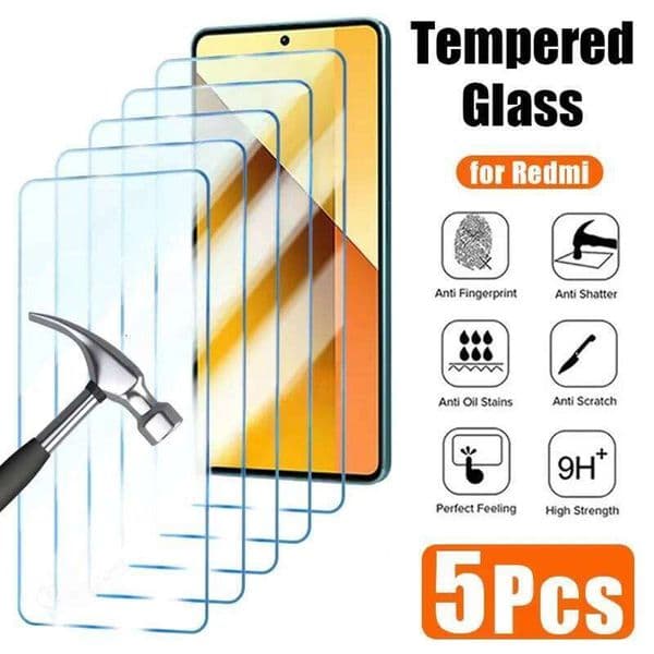 5PCS Tempered For Note 14 5g 4g 14S 9 10 11 Pro Protective Glass for Redmi 15 10c 15c 14c 13 12 13c 12c