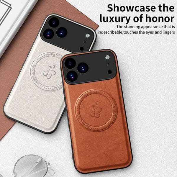Business Skin-friendly PU Leather Magnetic Wireless Charging Case For IPhone 17 Pro Max Air 16 15 14 13 12 Shockproof Back Cover