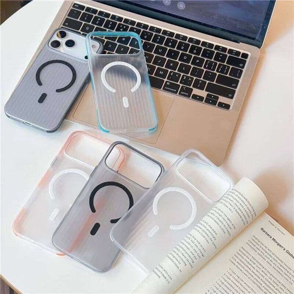 Fashion Simple Corrugated Stripes Magnetic Charging Case For IPhone 17 Pro Max Air 16 15 Slim Shockproof Buffer Protection Cover