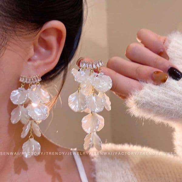 Designer Jewelry Luxury Jewelry Korean-Style Super Shiny Zircon Flower Tassel For Women, Light Luxury Niche Design, Exquisite And Fashionable Versatile Earrings