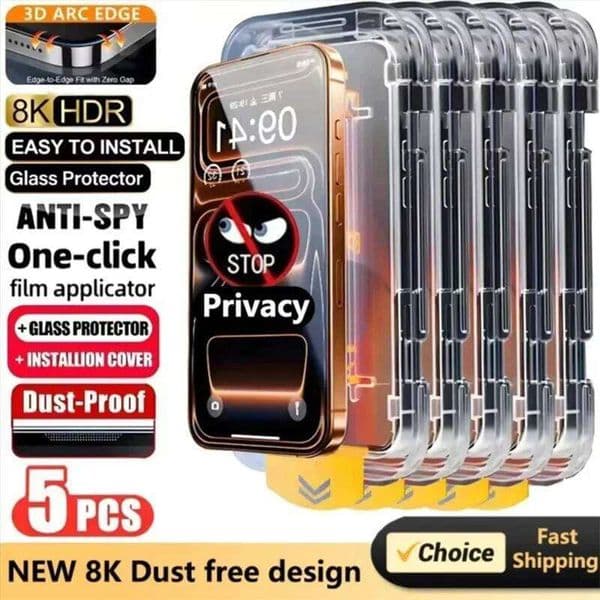 Easy Install Privacy Screen Protector For iPhone 15 16 13 14 11 12 17 Pro Max Air 16e Mini 6 7 8 Plus SE XR XS X Anti-Spy Glass