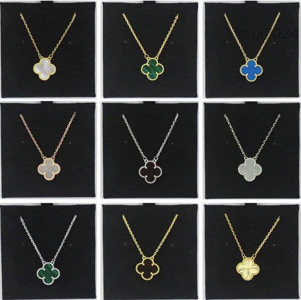designer Clover necklace luxury four leaf Classic necklace women mother of pearl diamond pendant stainless steel chain 18K gold plated necklace Good j V12R