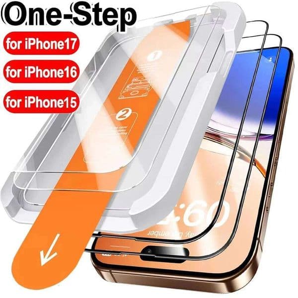 Easy To Install Tempered Screen Protectors For iPhone 17 Pro Max Air 16e 15 16 Plus Scratch-Proof HD Clear Glass