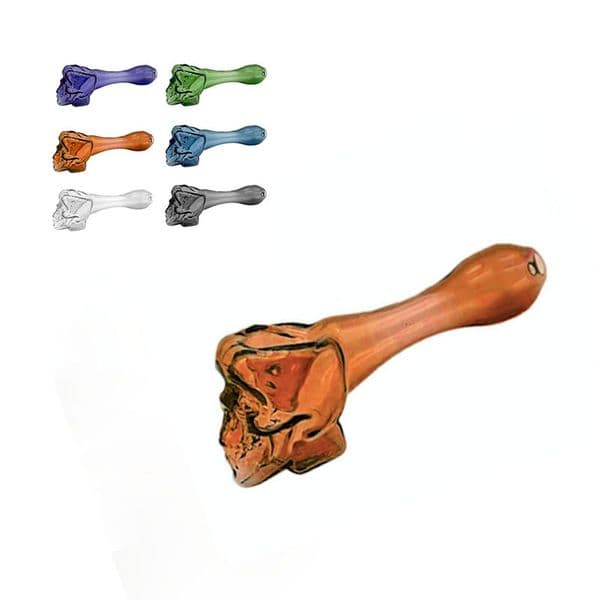 Wholesale Travel cheap colorful skull Shape glass spoon pipes Thick heady Mini glass hand tobacco pipe for smoking