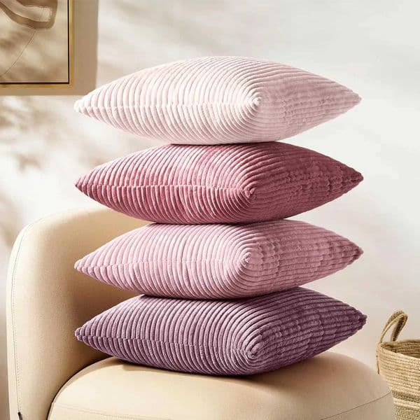Lilac Pink Soft Corduroy Solid Striped Pillow Cover Modern Decor Gift Cushion Pillow Cases for Couch Sofa Bedroom Living RoomT260701