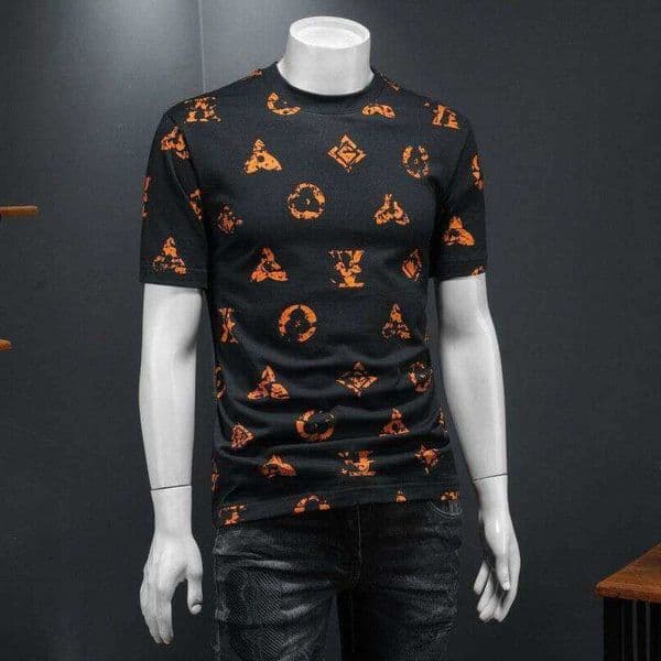 Casual American-Style Printed Short-Sve T-Shirt For Men New Summer Fashion Large Size Slightly Loose Half-Sve Shirt With A Trendy Feel Asia Size D260701