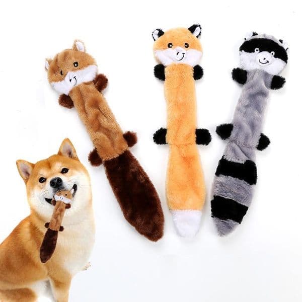 No Stuffing Dog Chew Toy Durable Plush Squirrel Shape Interactive Pet Toy for Small Medium Dogs Puppy Teething
