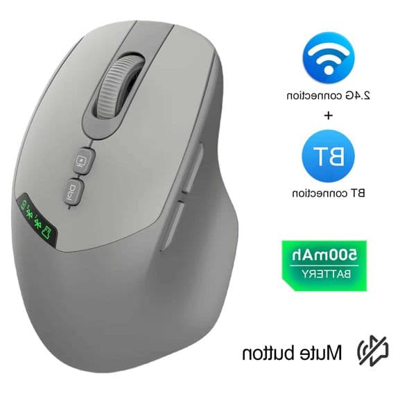 Bluetooth Wireless Mouse Digital Screen Display Silent 500mAh Rechargeable 7-button Office Universal Mouse D260707