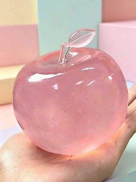 1pc Realistic Translucent Pink Apple Squishy Toy Squeezable Reboundable Silent Anxiety Relief Hand Squeeze Ball Portable Sensory Stress Re H260714