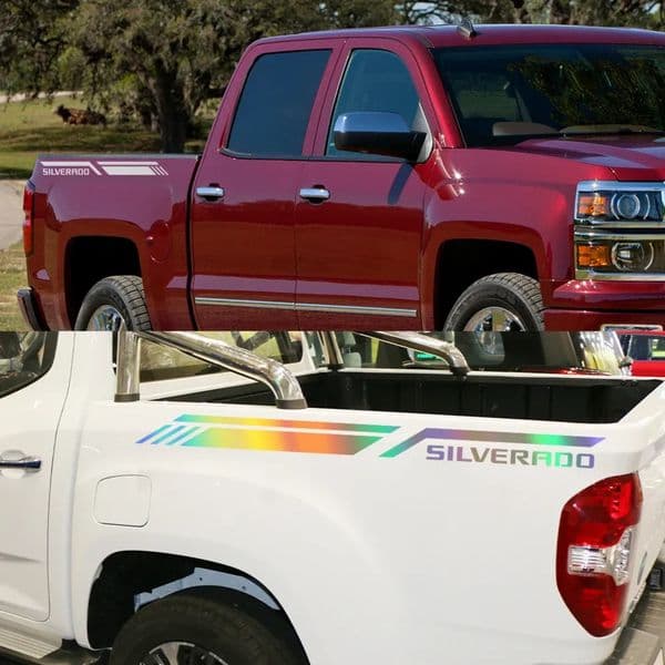 Interior Decorative Building Materials Pickup Bed Side Sticker For Chevrolet Silverado HD Car Stripes Style ceiling boards Decor Decal Truck Vinyl Cover Auto 2
