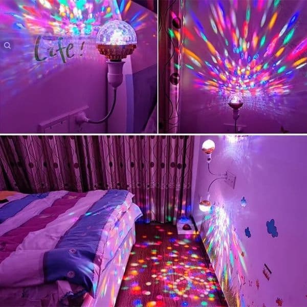 E27 Disco Light Rotating RGB Party Lamp LED Strobe Light Crystal Disco Bulb for Birthday Party Club Bar KTV Halloween Christmas