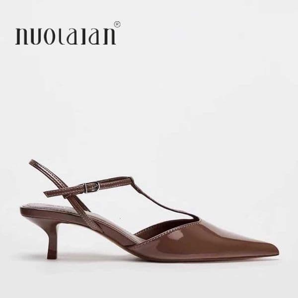 New Brand Women Sandal Fashion Pointed Toe Thin Low Heels Ladies Elegant Slingback Shoes Dress pumps Shoes X260401