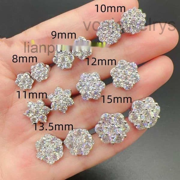 Diamond Men Passed Test Women Earrings Studs 925 Sterling Silver Flower Moissanite Earrings Nice Gift YPJ7