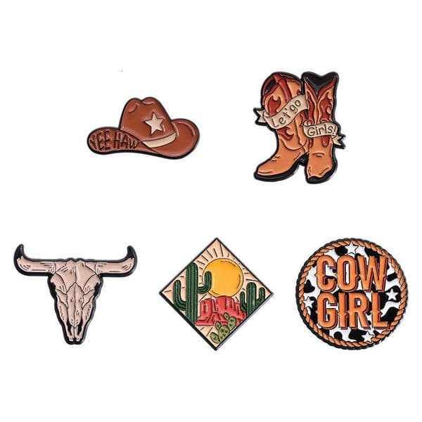 Brown Series Denim Hat Cute Versatile Travel Adventure Metal Badge Clothing Accessories Lapel Pin Brooch