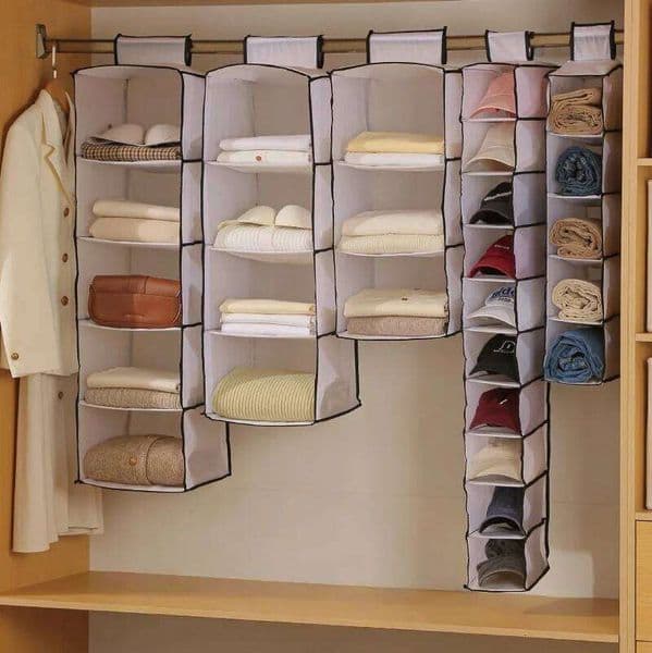 1PC Non-woven Hanging Bag Wardrobe Collapsible Interlayer Storage Shelves for Clothes Hats Bags Closet Organizer 26Y0401