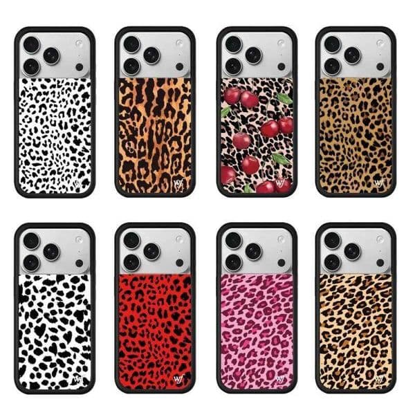 Wildflower Fashion 3D Cute cherry print Phone Case for iPhonbe 17 15 14 13 12 Pro Max 16 Plus wf Leopard brown cover 26H0401