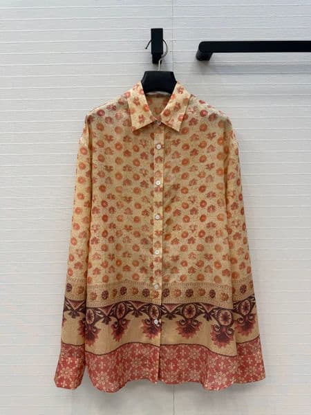 26 New Bohemian Vacation Style Positioning Silk Printed Shirt