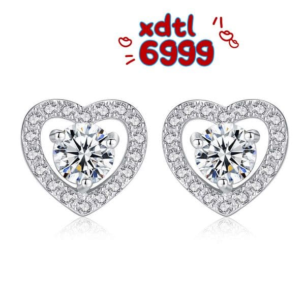 Wholesale SGARIT Jewelry 1CT VVS Round Brilliant Cut Heart Shape Moissanite Diamond Earrings 14K Real Gold Stud Earrings