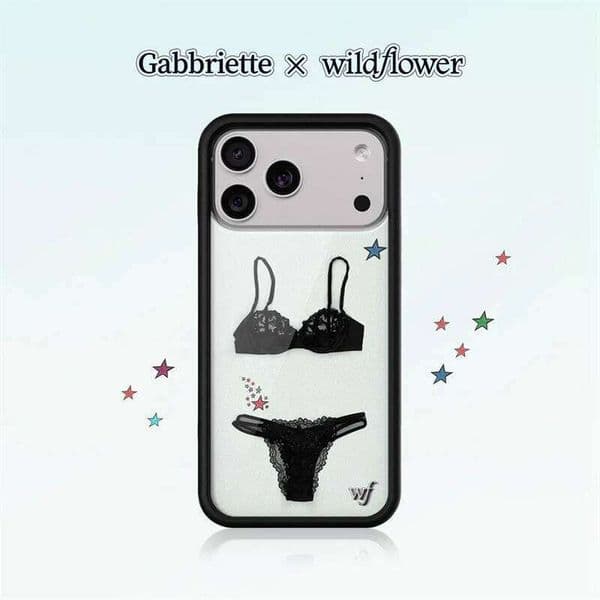 Wildflower ins Gabbriette Phone Case for iPhone 17 16 15 14 13 12 Pro Max WF Star Fashion Black Pattern shockproof Back Cover 26H0401
